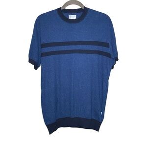 Frank And Oak Mens Small Blue Short Sleeve Knit Sweater Tee Minimal Modern